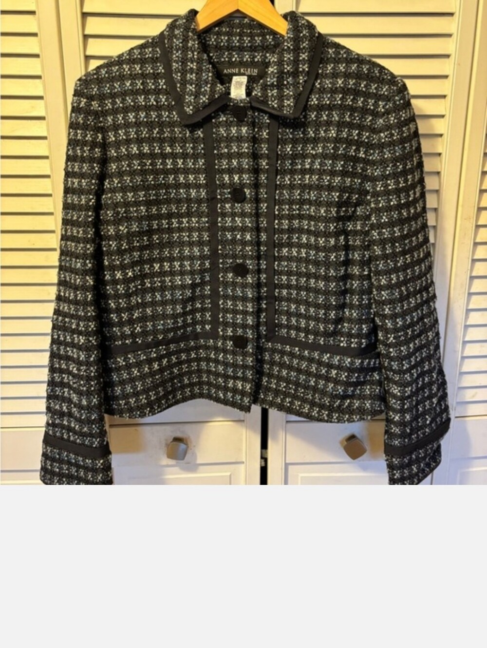 Anne Klein Black, Blue & Grey Tweed Blazer (SZ 16) & Skirt (SZ 14) Very Nice